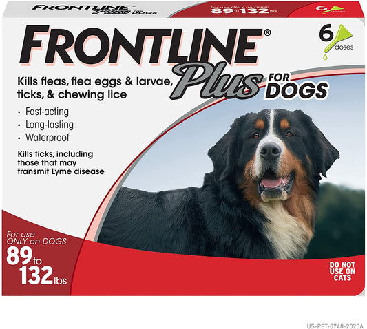 Frontline Plus Flea and Tick Treatment for Dogs 6 Month Extra Large Dog 89-132 Pounds