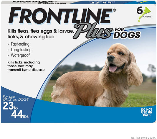 Frontline Plus Flea and Tick Treatment for Dogs 6 Month Medium Dog 23-44 Pounds