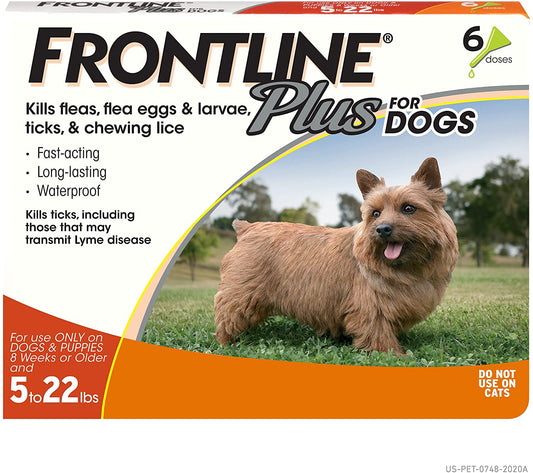 Frontline Plus Flea and Tick Treatment for Dogs 6 Month Small Dog 5-22 Pounds