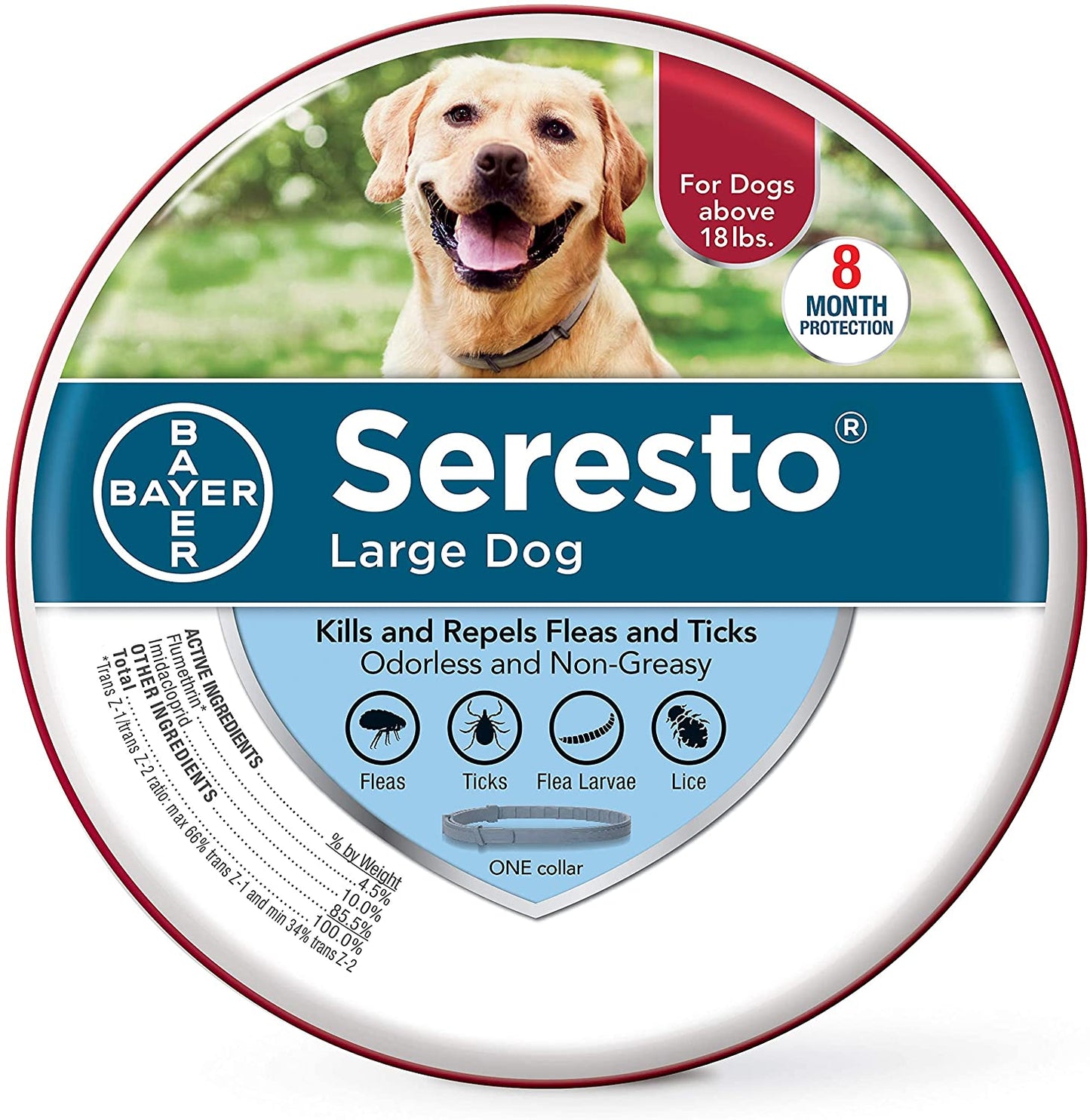 Seresto Flea and Tick Collar for Dogs 8-Month Flea and Tick Collar for Large Dogs Over 18 Pounds